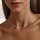 Silver Paperclip Chain Necklace For Women dainty Sterling Silver Choker Necklace