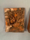 Vintage Mid Century Carved Wood Pr Bookends Geisha Scenic Asian Chinese Japanese