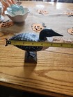 Hand Carved Vintage Wooden Loon Duck Decoy On Log Hand Painted Glass Eyes Vintag