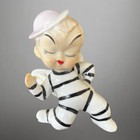 Vintage Japan Norcrest Pixie Elf Fairy Red  Black Striped Figurines Mid-century