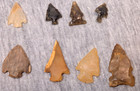 Lot Of 8 Native American Pre Columbian Various Arrow Head Points Estate Find