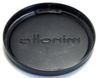 Genuine Vintage Minolta 54mm Snap On Front Lens Cap Plastic Black Silver Logo