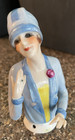 Antique Half-doll Pin Cushion Topper  Art Deco Flapper Girl W  Hands Away  7802