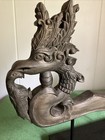 Antique  Vintage  Mounted Carved Wood Southeast Asian Naga Dragon 21   x17x1 5   