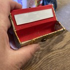 Vintage Lipstick Case Holder White Floral Asian-silk Snap Close W  Mirror