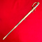 Rare Us Pre Civil War Eagle Head Officer Sword Gilt Blade Bone Grip Scabbard