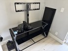 Black Glass Tv Stand W  Integrated Flat fixed Wall Mount Bracket