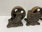 4 Antique Industrial Cast Iron Swivel Casters Wheels Steampunk Furniture Salvage