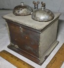 Antique 1890 s Era Painted Oak Telephone Vintage Ringer Box With Bells Old Phone