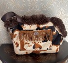 Pet Carrier Handmade Quality Faux Fur Cowhide Dog Travel Bag Purse Luxury Yorkee