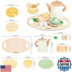 Asweets Wooden Tea Set For Little Girls tea Party Set Play Kitchen Accessorie