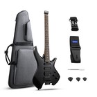      Donner Nhl-500 Headless Electric Guitar H-s-s Solid Body With Gig Bag   Black