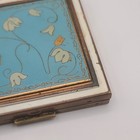 Vintage Enamel Compact Blue Floral Design Vanity Prop Read 