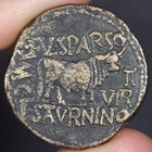 Emperor Tiberius Bronze Unit Coin 14ad Ancient Roman Empire Spanish Provincial