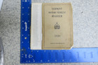Vermont Vt License Plate Registration Book Motor Vehicle Car 1920 Listed Owners