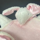 White Pink Bunny Baby Lovey Security Blanket Satin Back Sherpa Head On Corner