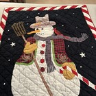 Vtg Christmas Quilt Throw Snowman Wall Hanging 48x42 Holiday Winter Decor