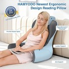 Bed Rest Reading Pillow W arms  Lumbar Support  Memory Foam  Grey blue