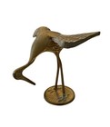 Vintage Solid Brass Flamingo Crane Figurine Statue Paperweight Collectible Decor