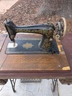 Singer Antique Original Pre-1930 Treadle Sewing Machine W  Wooden Cabinet