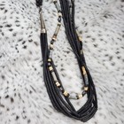 2 Black   Natural Wood Bead Necklace Stack Set Handcrafted Artisan Made Raw