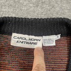 Vintage Carol Horn Knitware Sweater Women Small Black Floral Bird Winter Retro