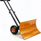 29in Wheeled Snow Pusher With 3-height Handle  Adjustable Plow For Sidewalk Yard