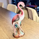 Vintage 1950s California Pottery Pink Flamingo Figurine Mcm Tropical Bird Statue