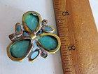 Outstanding Czech Vintage Style Glass Rhinestone Button   Turquoise