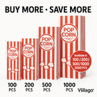 2 Oz Popcorn Bags Red   White Striped Leak Proof Popcorn 4 3 4  X 1  X 12  Party