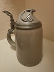 Peter Dumler C1900 Vintage  German Beer Stein 1 2 L Inlaid Lid