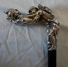 Antique French Sterling Silver  French - Prussian War Soldier Walking Stick Cane