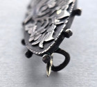 Antique Victorian Coin Silver    Brooch Crescent Moon Love Token Style Engraving