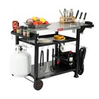 Feasto Three-shelf Grill Cart Movable Food Prep And Work Table  Cover Included