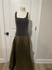 Vtg Cache 2 Piece Jacket Dress Metallic Gold Black Dress Gown Size 10