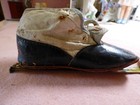 Antique Victorian Edwardian Black white Childs Button Shoes 3 Strap   Pr Tlc