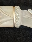 Antique Victorian Carved Mother Of Pearl Hand Clasp Brooch