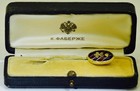 Antique Imperial Faberge Lapel Pin14k Gold Enamel-officers Award-king s Monogram