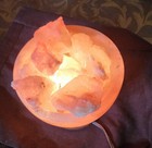 Himalayan Pink Salt Lamp Fire Bowl With Illuminated Salt Pieces Pink Salt Wall