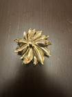 Christmas Poinsettia Holiday Brooch Pin Rhinestone Center 