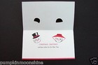 Vintage Unused Christmas Greeting Card Gold Embossed Cute Snowman Couple