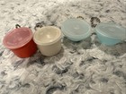 Vintage Lot If Four Tiny Miniature Tupperware Container Keychains 
