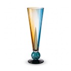 Waterford Evolution 18  Art Glass Vase Blue Amber Conical Optic Ball Base