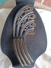 Huge 7 5 8  Vintage Victorian Blue Rhinestone Black Painted Celluloid Hair Comb