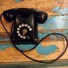 Antique Vintage Black Kellogg 1000 Red Bar Rotary Phone Desk Telephone