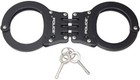 Police Handcuffs Double Lock Heavy Duty Metal Steel Professional Hinged Black