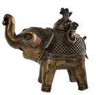 Vtg  Brass Indian Dhokra Engraved Elephant Incense Burner Sculpture Figurine 