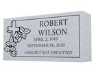 Custom Gray Granite Grave Marker 16 x8 x4      Flat Headstone With Cross   Flowers