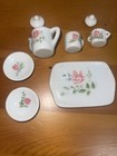 Miniature 8pc Porcelain Tea Set White Vintage Dollhouse China Tea Set