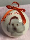 Pet Ball Dog Christmas Ornament I Love My Poodle W Santa Hat Plastic Hanging